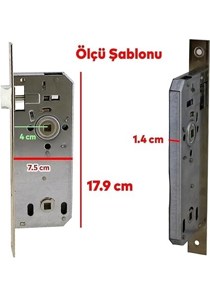 Wc Kapı Gömme Kilit Banyo Kilidi Oval Köşeli 45 mm Plastik Pvc Ahşap Panel Iç Kapı Uyumlu modelleri