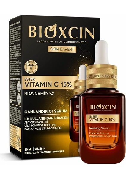 Ester Vitamin C 15% Canlandırıcı Serum 30 ml – Niasinamid, Lipozom Teknolojisi, Antioksidan Etki – Cilt Tonu Eşitleyici ve Aydınlatıcı Serum