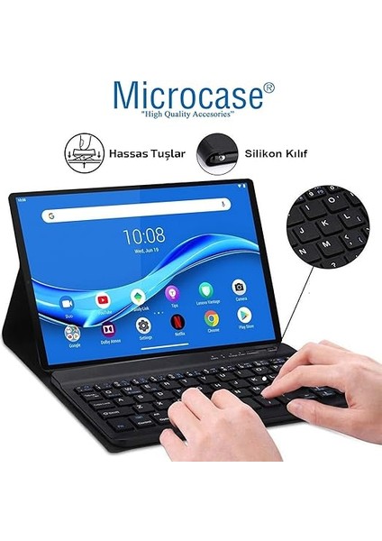 Lenovo M10 Fhd Plus 10.3" TB-X606 X606F ile Uyumlu Bluetooth Klavye ve Mouse + Standlı Kılıf - Bkk6 modelleri