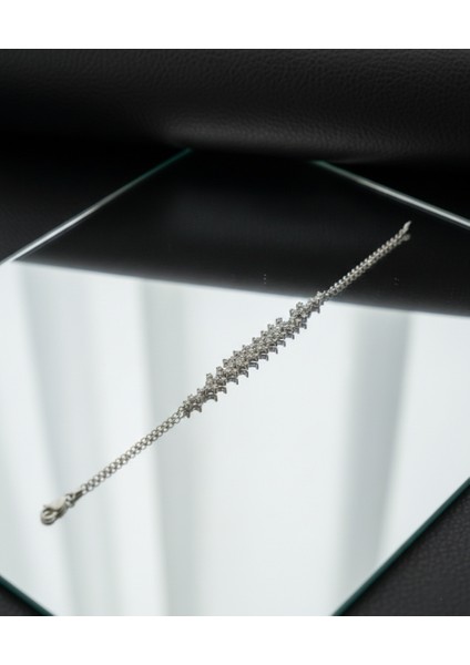 925 Ayar Gümüş Su Yolu Zirkon Taşlı Kadın Bileklik (Rodyum Kaplamalı) modelleri