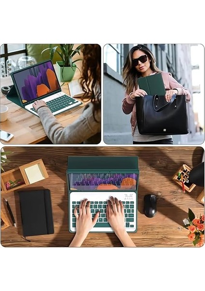 Galaxy Tab S9 Fe PLUS/S10 Plus/s9 PLUS12,4 Inç 12,4 ile Uyumlu Bluetooth Türkçe Q Klavyeli Kılıfı (Tablet Değildir) (Koyu Yeşil) fiyatları