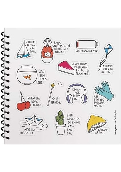 Şeyler 50 Yaprak Çizgili Sert Kapak Stickerli Defter, Katlandığıma Değdi, 16X15CM fiyatları