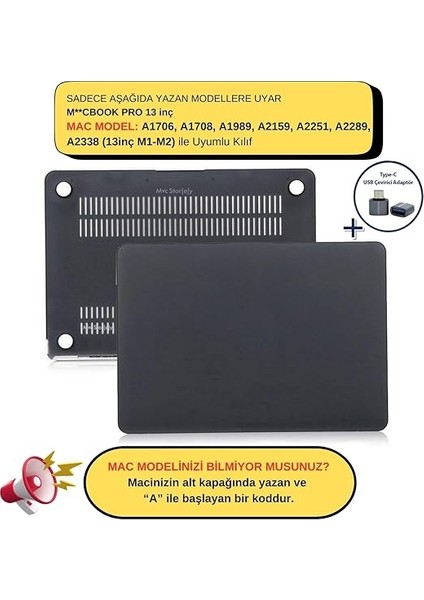MacBook Pro 13 Inç Kılıf M1-M2 ile Uyumlu, Mat Sert Kılıf A1706 A1708 A1989 A2159 A2251 A2289 A2338, Çizilmeye ve Darbelere Dayanıklı Koruma Kapak Siyah fiyatları