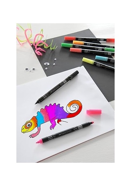 Çift Uçlu Neon Keçeli Kalem, 10 Renk, Ince ve Kalın Uçlu, Dayanıklı Parlak Renkler, Su Bazlı Mürekkep fırsatları