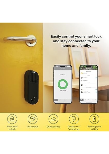 Linus Akıllı Kilit L2 - Siyah - 05/103210/MB, Anahtarsız Erişim, Yale Home Uygulaması ile Kontrol, Entegre Wi-Fi, Uzaktan Kilitleme/kilit Açma, Sanal Anahtar, Eş Zamanlı Uyarılar fiyatları