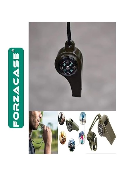 Yüksek Desibel Özellikli Termometre ve Pusulalı Arama Kurtarma ve Deprem Çantasılık Pusulalı Düdük - FC079 indirimleri