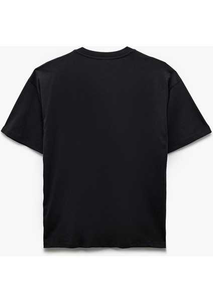 Bisiklet Yaka Kısa Kollu Köpek Nakışlı Pamuklu Oversize Tişört fiyatları