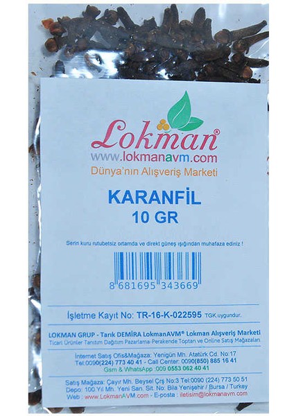 Karanfil Doğal Tane 10 gr Paket fiyatları