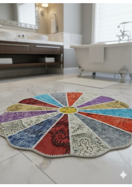 Banyo ,salon ,hol ,koridor ,halı Paspas Halı Kilim Çiçek Şekilli Çok Renkli Patchwork Istediğiniz Her Ölçüde Hazırlanır