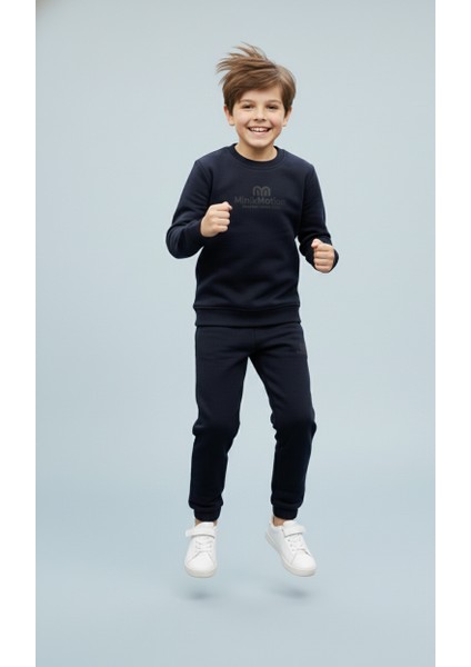 3 Iplik Garson Şardonlu Kabartmalı Baskı Siyah Kombin 4