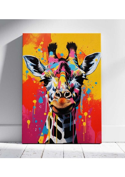 Renkli Zürafa Portresi Kanvas Tablo Duvar Resim