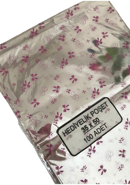 35X50 Hediye Paketi Bantlı Yapışkanlı Metalize 50 Adet