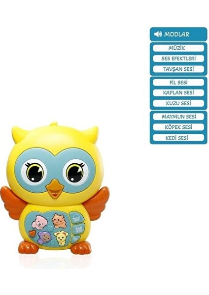 Oyuncak Sesli Işıklı Müzikli Baykuş Bebek Piyanosu (Ses Kademeli) Bebekler Için Eğitici Piyano