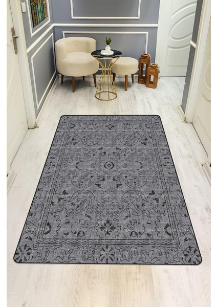 Parlak Kadife Kumaş Vıntage Dijital Baskı Dot Kaymaz Tabanlı Halı H0834