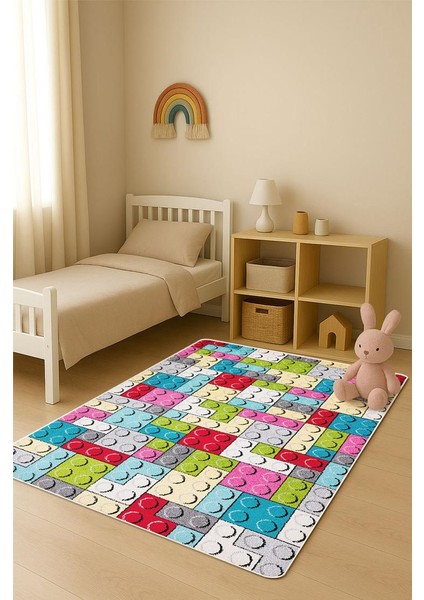 Parlak Kadife Kumaş Dijital Baskı Dot Kaymaz Tabanlı Çocuk ve Genç Odası Halısı H1135