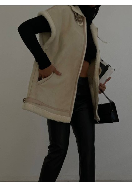 Oversize Nubuk Kürklü Yelek fiyatları