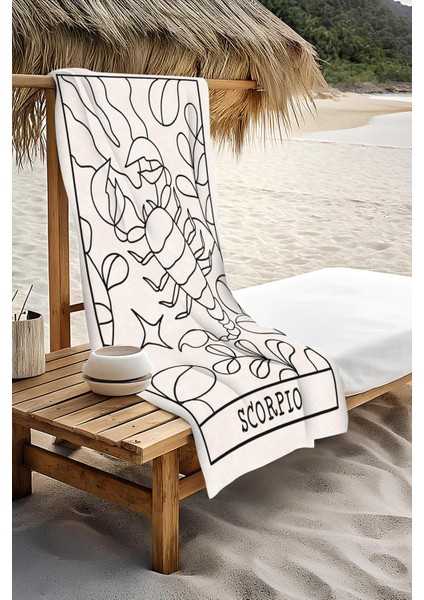 Dijital Baskı Plaj Deniz Havlusu Akrep Burcu Desenli Peştamal HVL0042 modelleri
