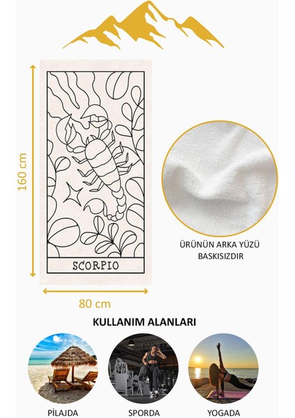 Dijital Baskı Plaj Deniz Havlusu Akrep Burcu Desenli Peştamal HVL0042 fırsatları