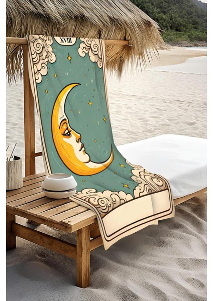 Dijital Baskı Plaj Deniz Havlusu Ay Desenli Peştamal HVL0068 modelleri