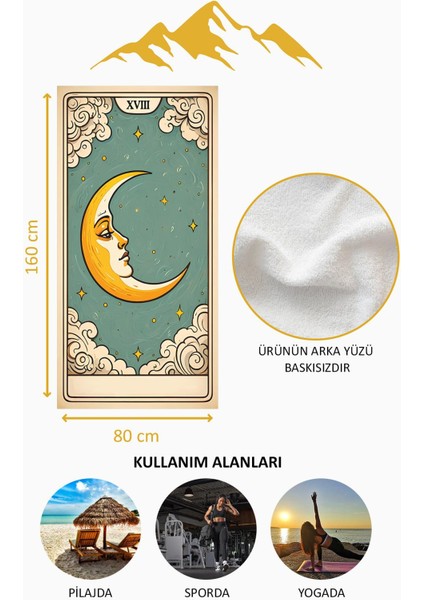 Dijital Baskı Plaj Deniz Havlusu Ay Desenli Peştamal HVL0068 fırsatları