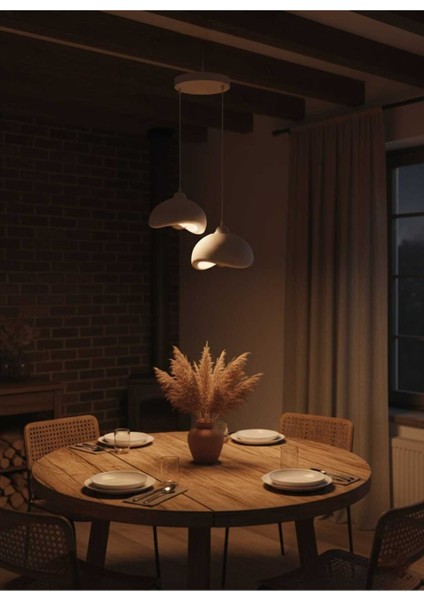 Natural Beton Görünüm 2 Li Sarkıt Avize Bohem Modern Rustik (Rustik Ampul Hediyedir.) modelleri