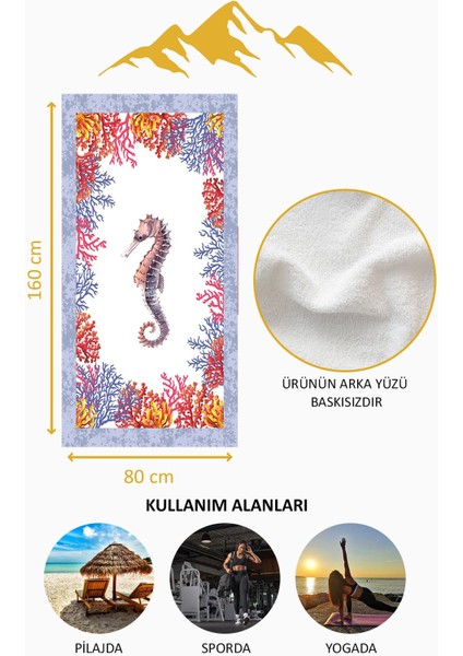 Dijital Baskı Plaj Deniz Havlusu Deniz Atı Desenli Peştamal HVL0110 fırsatları