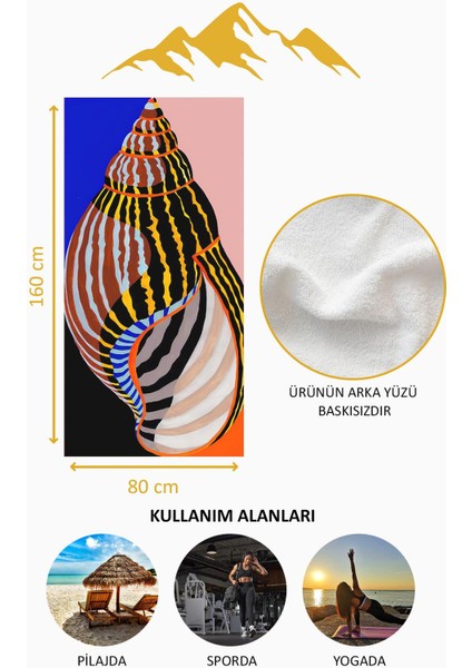 Dijital Baskı Plaj Deniz Havlusu Deniz Kabuğu Desenli Peştamal HVL0137 fırsatları