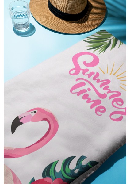 Dijital Baskı Plaj Deniz Havlusu Flamingo Desenli Peştamal HVL0141 fiyatları