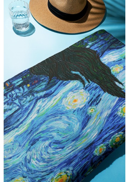 Dijital Baskı Plaj Deniz Havlusu Yıldızlı Geceler Desenli Peştamal HVL0220 fiyatları