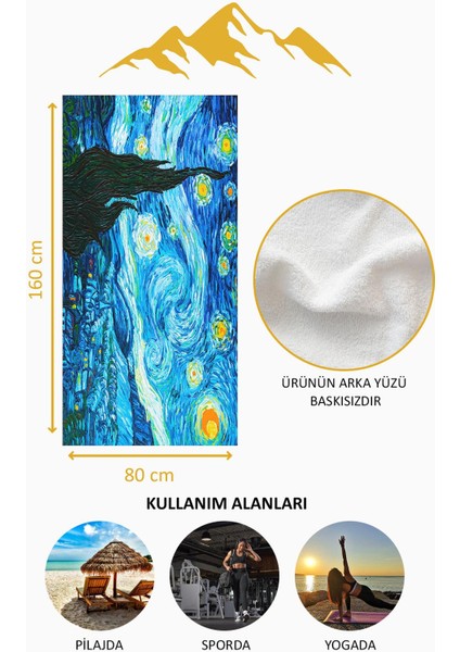 Dijital Baskı Plaj Deniz Havlusu Yıldızlı Geceler Desenli Peştamal HVL0220 fırsatları