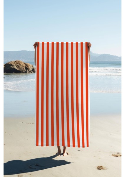 Dijital Baskı Plaj Deniz Havlusu Renkli Çizgili Desen Peştamal HVL0224