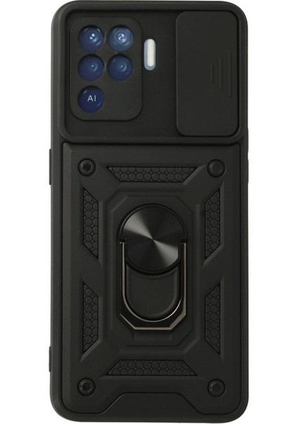 Oppo Reno 5 Lite Kılıf Pars Lens Yüzüklü Silikon - SIYAH-(5796) - TG0012-2R3F50