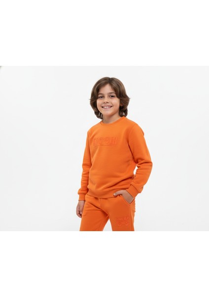 3 Iplik Garson Şardonlu Kabartmalı Baskı Turuncu Kombin 2