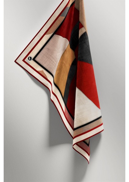 Twill Geometrik Desenli Bordo Renkli 90X90 Eşarp (Ipek Içermez) Kenar Dikiş Şekli El Dikişli fırsatları