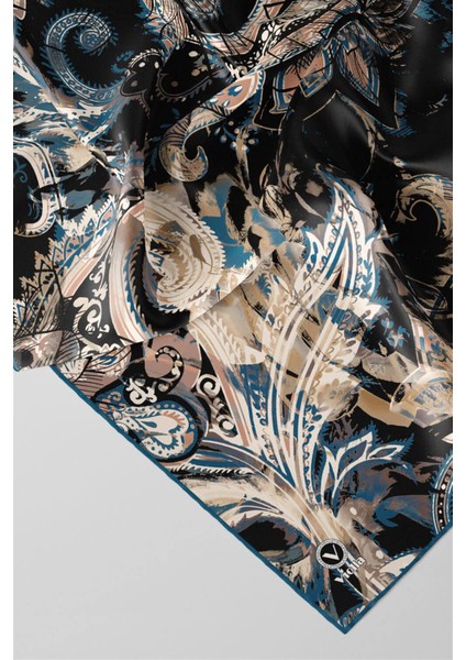 Twill Şal Desenli Petrol Yeşili Renkli 90X90 Eşarp (Ipek Içermez) Kenar Dikiş Şekli El Dikişli fiyatları