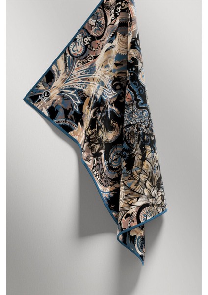 Twill Şal Desenli Petrol Yeşili Renkli 90X90 Eşarp (Ipek Içermez) Kenar Dikiş Şekli El Dikişli fırsatları