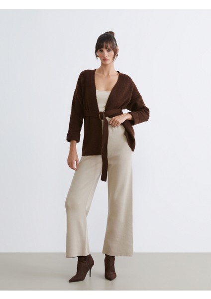 Beli Lastikli Kadın Triko Pantolon