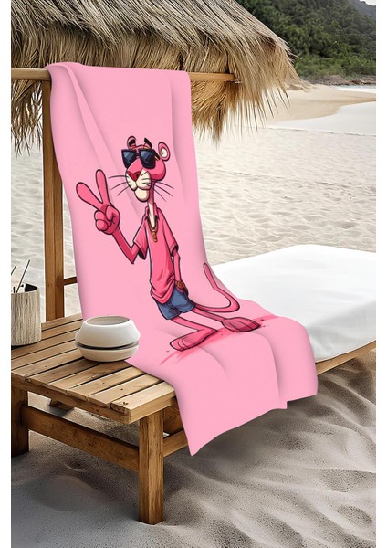 Dijital Baskı Plaj Deniz Havlusu Pembe Panter Desenli Peştamal HVL0138 modelleri