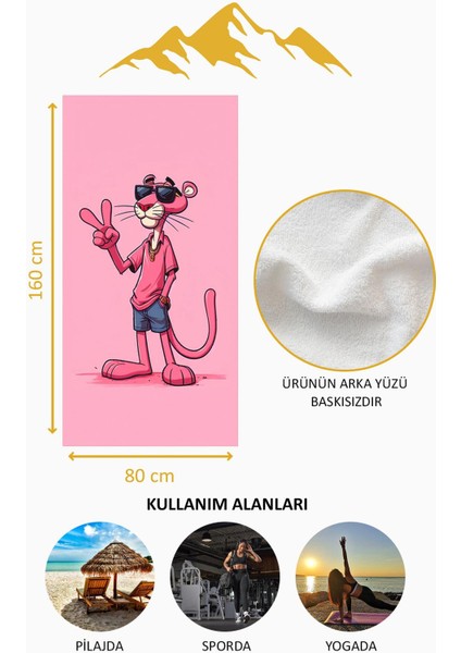 Dijital Baskı Plaj Deniz Havlusu Pembe Panter Desenli Peştamal HVL0138 fırsatları