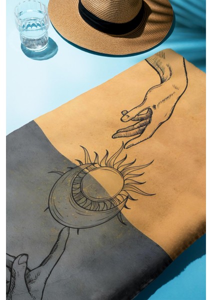 Dijital Baskı Plaj Deniz Havlusu Ay ve Yıldız Desenli Peştamal HVL0147 fiyatları