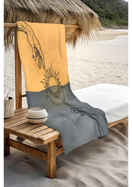 Dijital Baskı Plaj Deniz Havlusu Ay ve Yıldız Desenli Peştamal HVL0147 modelleri