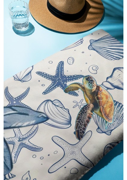 Dijital Baskı Plaj Deniz Havlusu Kaplumbağa Desenli Peştamal HVL0213 fiyatları