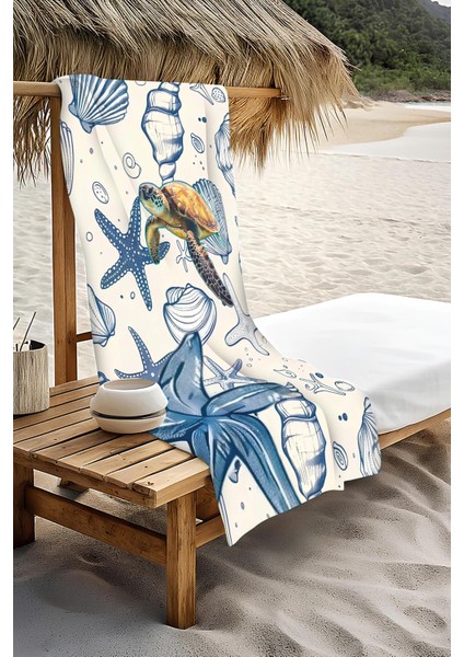Dijital Baskı Plaj Deniz Havlusu Kaplumbağa Desenli Peştamal HVL0213 modelleri