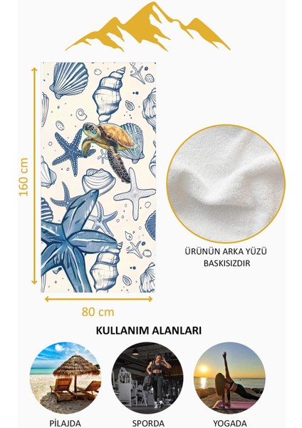 Dijital Baskı Plaj Deniz Havlusu Kaplumbağa Desenli Peştamal HVL0213 fırsatları