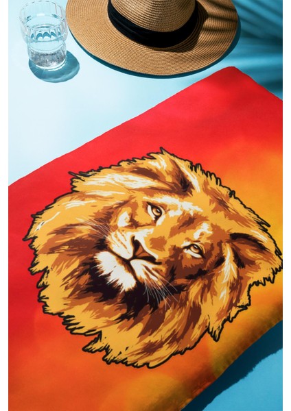 Dijital Baskı Plaj Deniz Havlusu Genç Sportif Aslan Desen Peştamal HVL0236 fiyatları