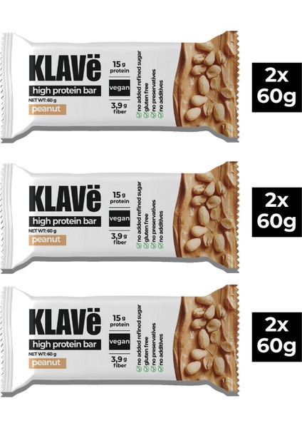 Yüksek Protein Bar Kutusu Yer Fıstıklı - 60 g x 6 Adet