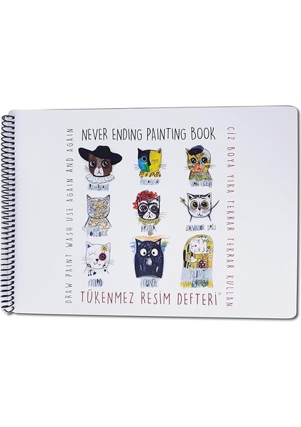 Çocuk Tükenmez Resim Defteri - Ressam Kediler - 25X35 cm