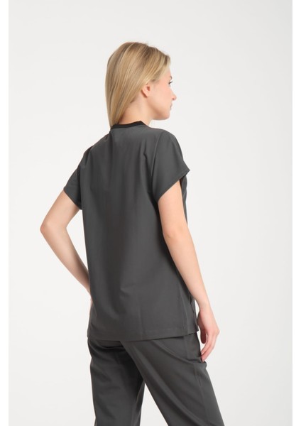 Üniforma V Yaka Antrasit Gri Unisex Likralı Ütü Istemeyen Doktor Hemşire Takım Scrubs fiyatları
