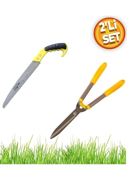 Bahçe Çim Cit Makası Ağaç Dal Kesme Budama Testere Seti Ahşap Kesme Testeresi 2 Parça Set
