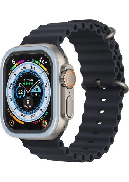 CPT83 Apple Watch Ultra 49MM Alüminyum Kasa Cam Ekran Koruyucu - Mavi fiyatları